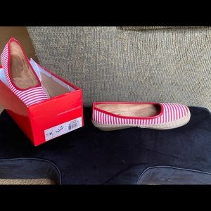 Aerosoles red and white striped shoes